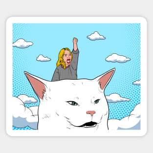 Neverending Meme Woman Yelling at Cat Dinner Table Salad Sticker